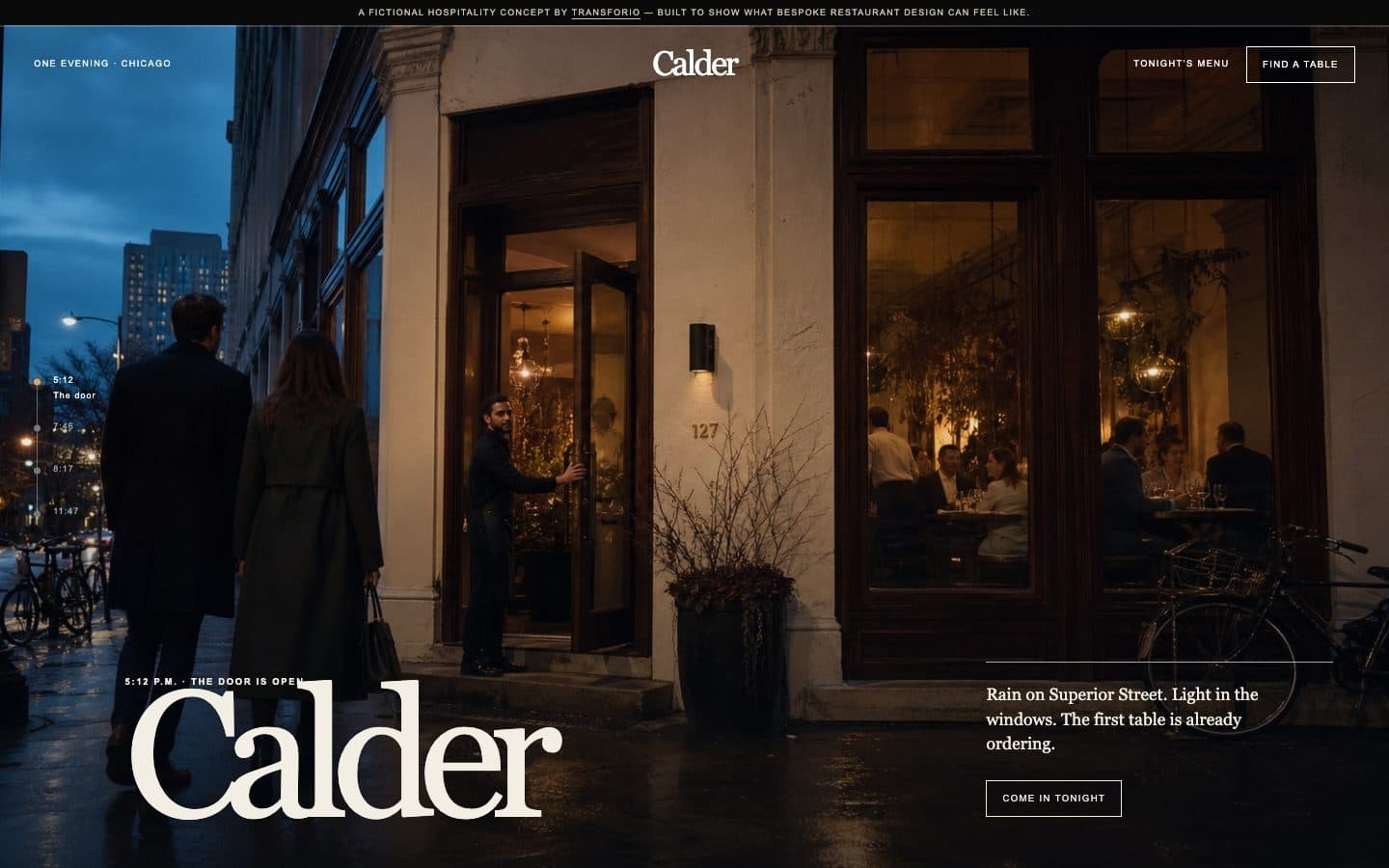The opening screen of the Calder website on a desktop screen